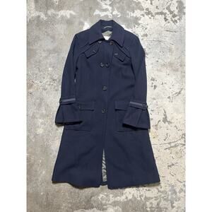Naja Lauf Copenhagen Wool Pea Coat Bell Sleeve‎ Navy Size 38